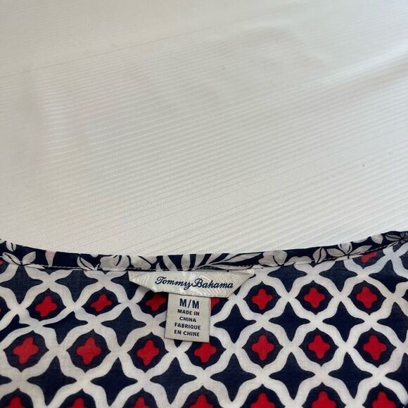 Tommy Bahama Red White Blue Cotton Tunic Top Size Medium - Picture 3 of 13